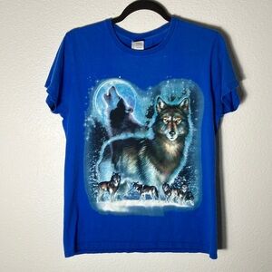 Wolves women’s Moon‎ T-Shirt Wolf Gray Graphic-Tee Arizona women’s medium cotton